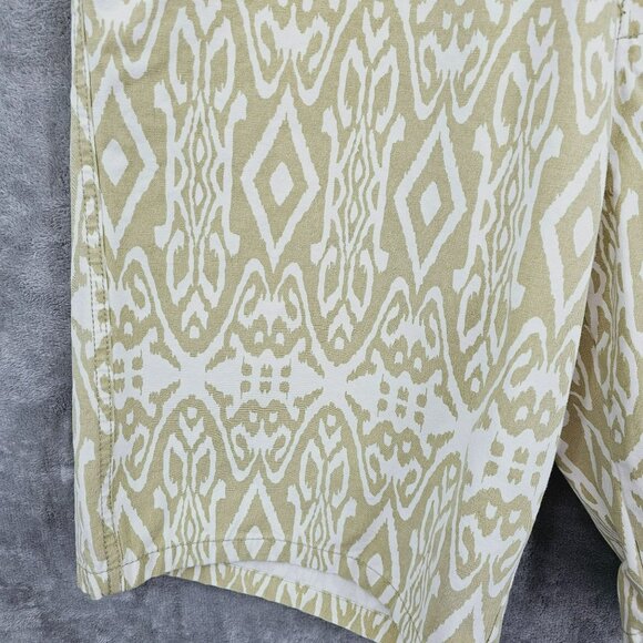 Parish Nation Mens Bermuda Shorts 38 Tan Cream Ikat Print Button Fly Retro 90s - Picture 6 of 9